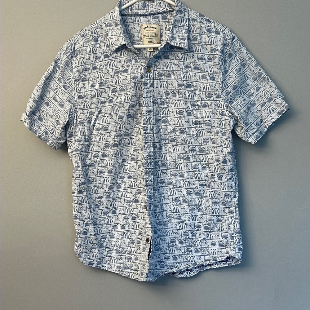 Fat Face Blue and White Casual Button-Down Shirt